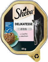 Sheba Wet Cat Food, delikatess i laxgelé, 2 x 11 x 85g