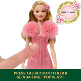 Mattel Singing Glinda Fashion Doll från Wicked och accessoarer, möbler och filminspirerad look och avtagbar outfit, sjunger "Hotly Loved", JLG49, Pink Naty Shop Dolls