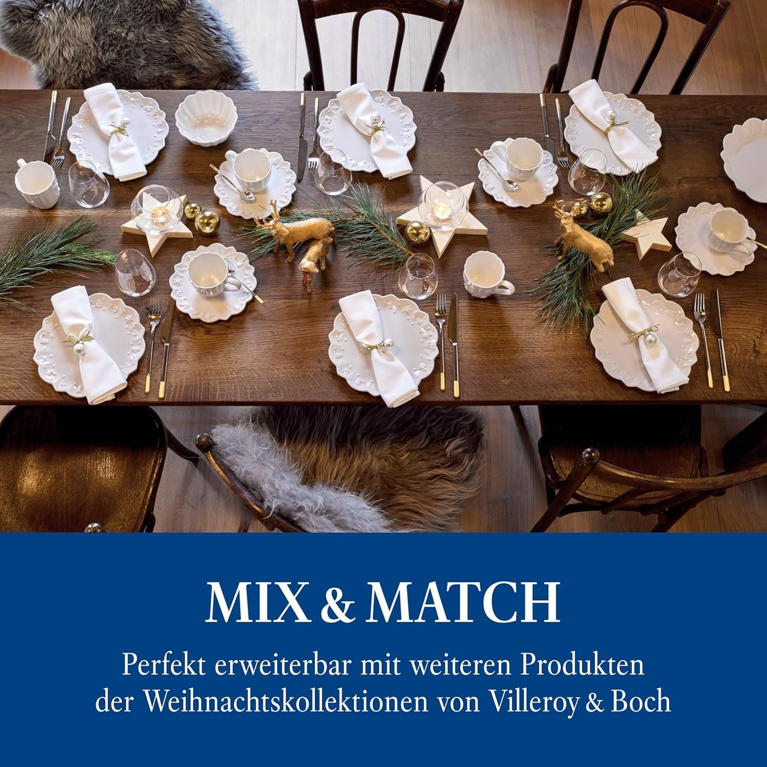 Villeroy & Boch Toy's Delight Royal Classic 12-delad servisset, diskmaskin och mikrovågssäker, vit, tallrikar, 4-personers servisset, julservis, leksaker, premiumporslin