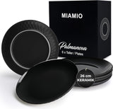 MIAMIO - 6-delad modern keramisk servis/tallrik set för 6 - Palmanova Collection (svart, stora tallrikar (6x))
