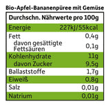 FRECHE FREUNDE Ekologisk pressbar fruktpåse med äpplen, bananer, spenat och gurka, mosad frukt och grönsaker i en pressbar påse för spädbarn från 6 månader, vegansk, förpackning om 6 (6 x 100 g)
