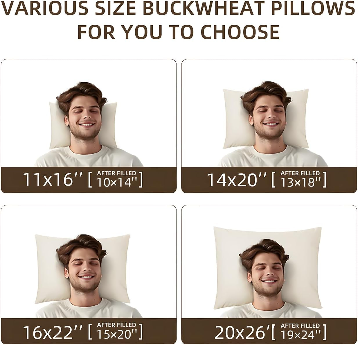 LOFE Organic Bovete Sovkudde 14" X 20" Justerbar Andas Cool Sleep cervikalt stöd för rygg- och sidosliprar (tartariskt boveteskrov) Naty Shop Standardkuddar