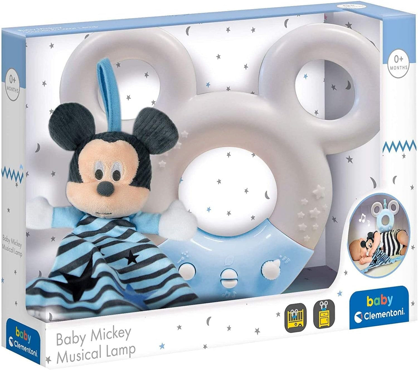 Clementoni 17397 Disney Baby Mickey Ljud & Färglampa Nattlampa, flerfärgad Babyleksaker Naty Shop