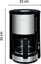 Krups KM3210 Pro Aroma Plus Espressomaskin, 10 koppar, 1,25 L, Håll värmen i 30 minuter, Synligt vattennivåfönster, Anti-droppsystem, Svart med applikationer i rostfritt stål
