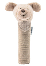 Sterntaler Baby squeaker Lucky dog - Babyleksak gjord av mjukt fluffigt material med sladd - Catch-leksak för barn - Första försöken att fånga och leka, gråbeige Bebe Toys Naty Shop