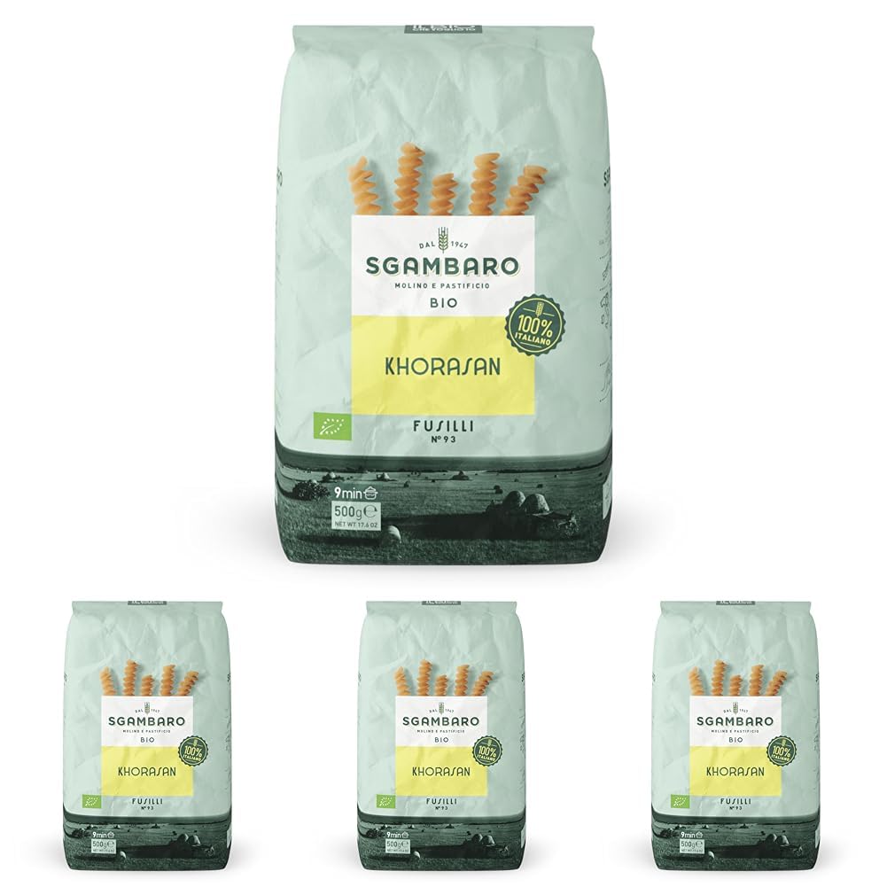 Ekologisk Fusilli Pasta nr 93 - 500g Khorasan-vete - Urgammalt vete, proteinrikt, 100% odlat i Italien - Mångsidig i köket och rikt på näringsämnen