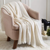 CREVENT roststickad filt för soffa Soffa Stol Säng Heminredning Mjuk Varm Mysig Lätt Vår Sommar Höst (127,8 X 152,4 cm Karamell / Brun / Bränt Orange) CREVENT Ivory Våffelsängar och filtar