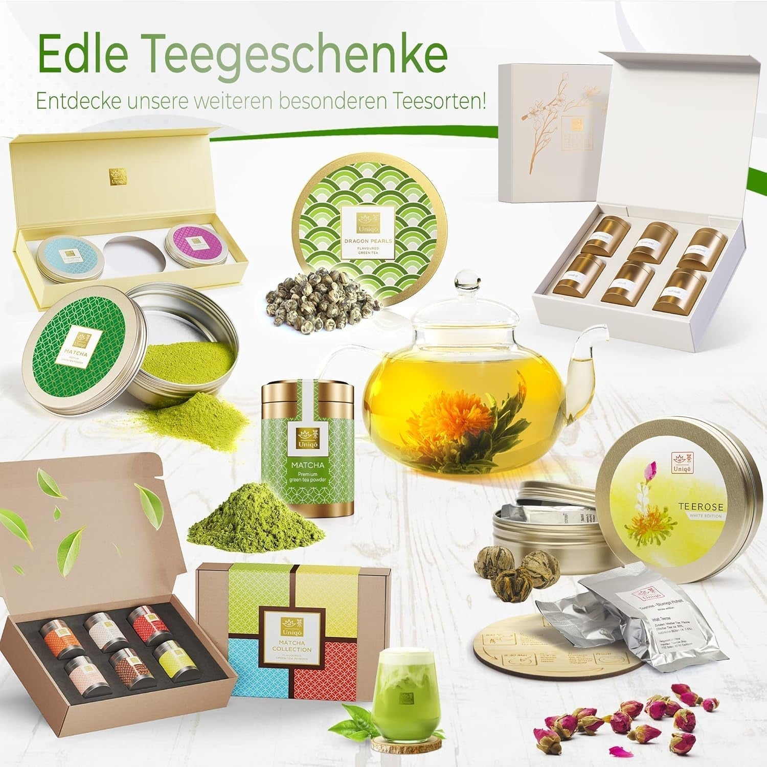 Uniqo Matcha tepulver 200 g i påfyllningsbar ekologisk förpackning