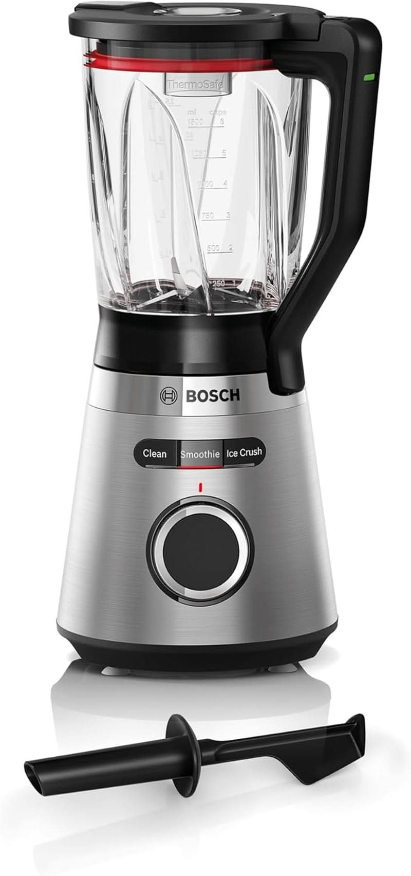 Bosch Standmixer Vitapower Serie 4 MMB6382M, Edelstahl-Klingen Tillverkad i Tyskland, 1,5L Thermosafe Glasbehälter, Stopfer, Sicherheitsdeckel, Spülmaschinengeeignete Teile, 30 000 U/Min, 1200 W, Edelstahl Bucatarie Verbbechert Mixer Naty Shop Stand