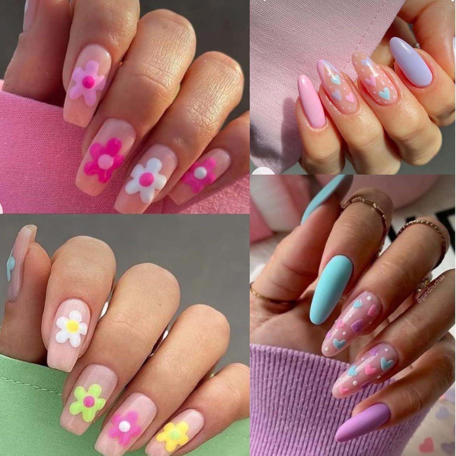 Nagelsticker Set Für Einzigartiges Nageldesign, 4 Blatt Frühlingsthemen Nail Art Zubehör, Perfekt Für 3D Gel Nägel Och UV Gel Strips