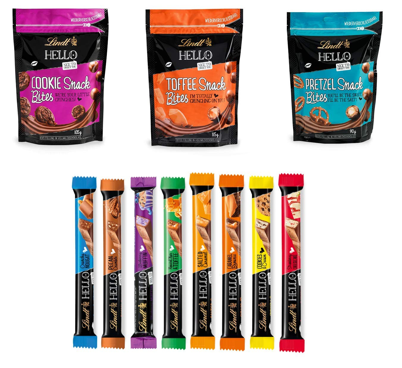 Lindt Choklad Pralin Presentset | 477g | 5 askar Lindt-praliner i varianterna: Exquisite, Mini Praline, LINDOR Gift, Small Thank You, From the Heart | Pralingåva | Choklad present