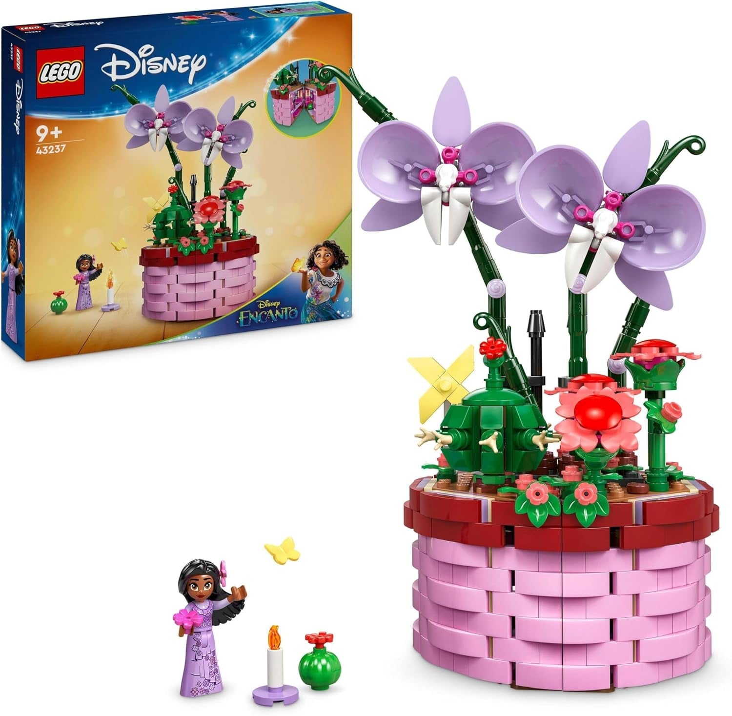 LEGO Ç€ Disney Encanto Isabellas blomkruka, barnset med byggbar leksaksorkidé, dekorativt byggset med filmkaraktär minidocka, presentidé för tjejer och pojkar från 9 år 43237 Byggset Beuche den LEGO-Store Single