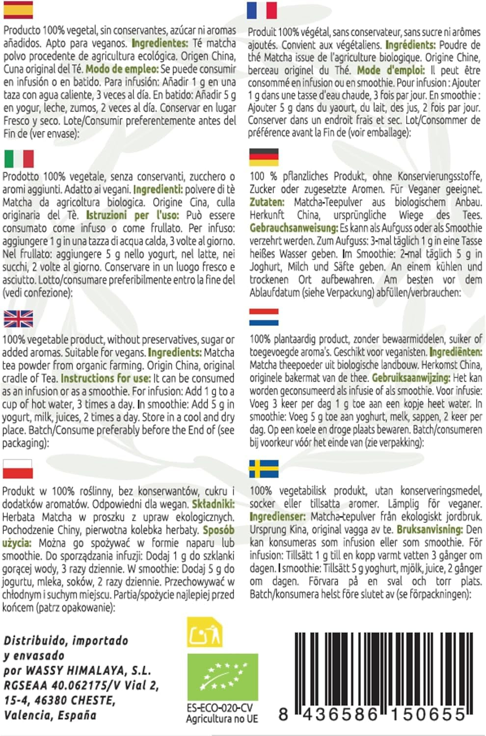 Japanskt Matcha-te, premiumkvalitet, pulver. 100% naturligt. Grönt te-reducerare, kraftfull avgiftning och antioxidant. Renodlad matcha - Ursprung: Japan (100 g)