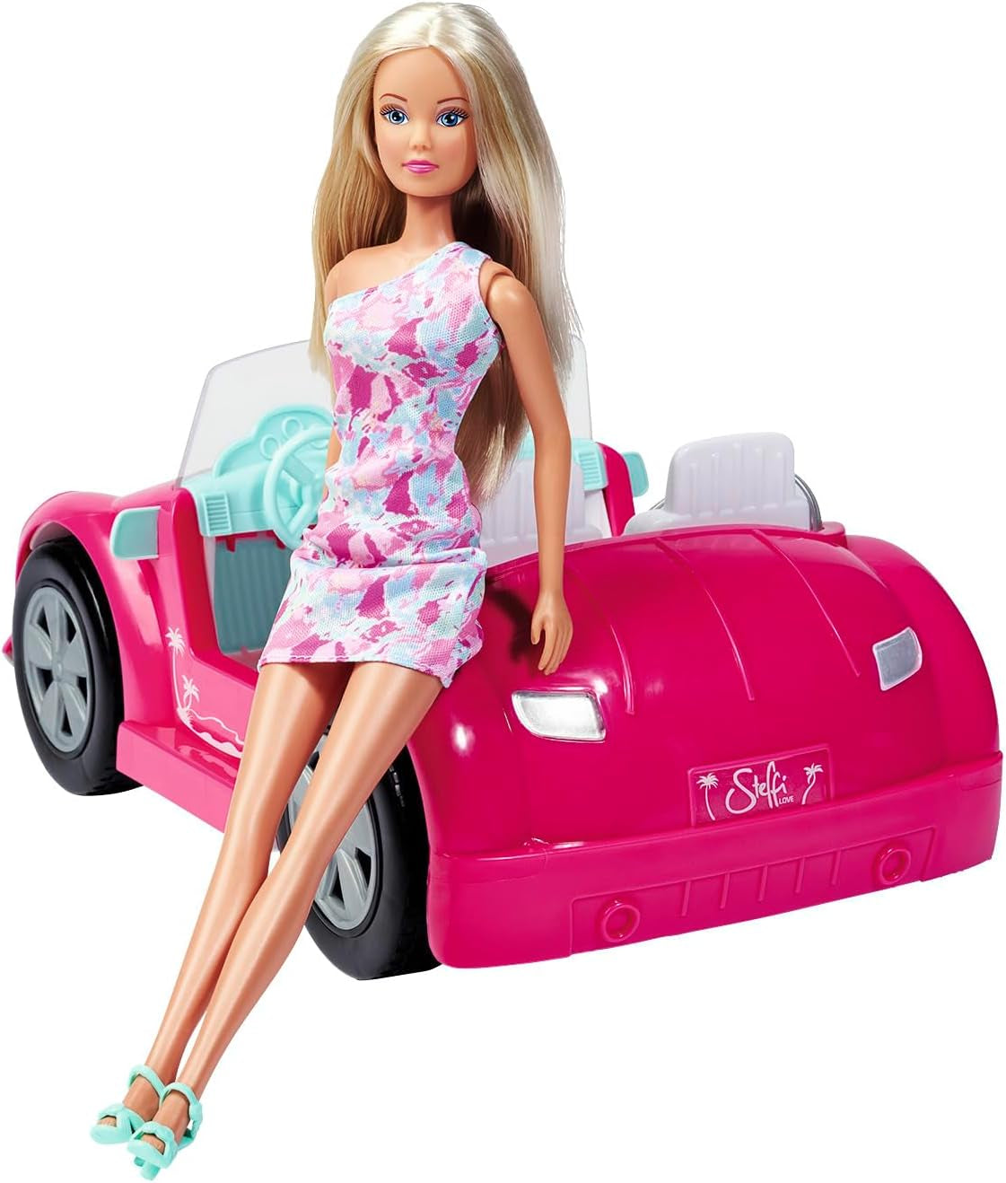 Simba Steffi Love Beach Car Doll i cool sommaroutfit med strandvagn 29cm Ålder 3+