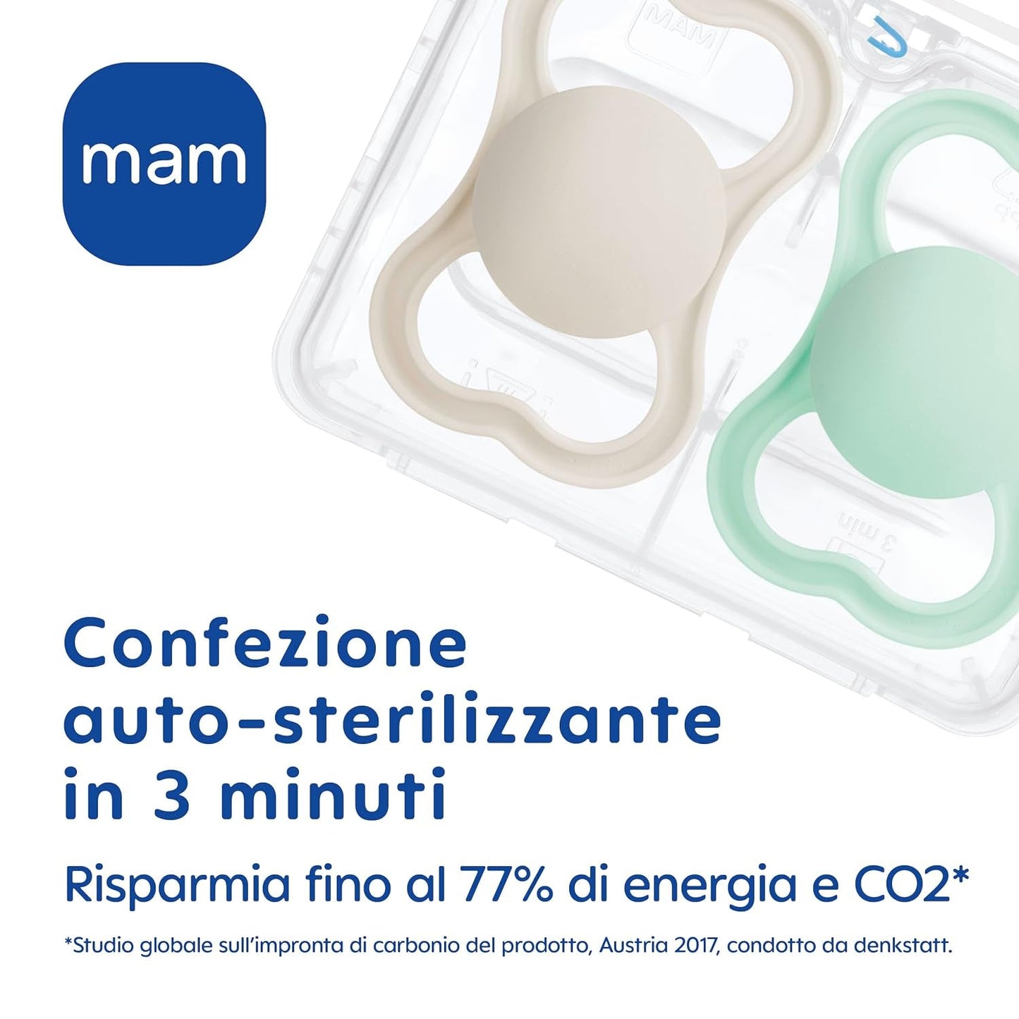 MAM Air Nattnapp 6-16 månader (2-pack) MAM-napp 6-16 månader, glöd i mörkret för känslig hud, babytillbehör 2-pack med silikonnapp och napphållare, neutral/grön