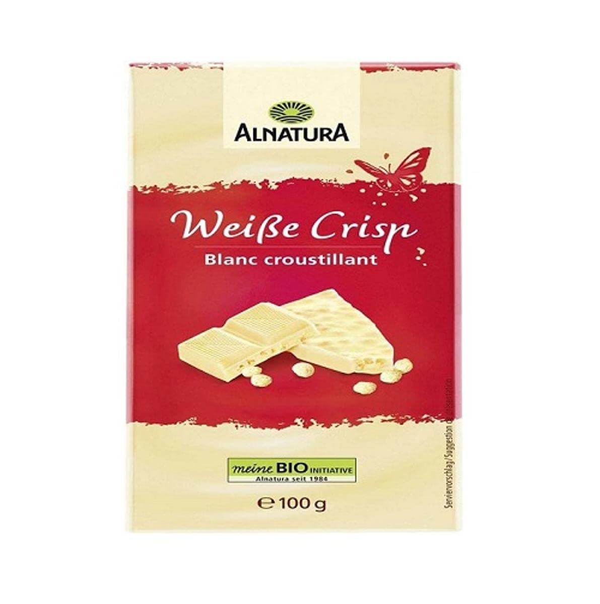 Alnatu Crispy White Chocolate - Vit choklad med krispiga risbollar utan tillsatt lecitin
