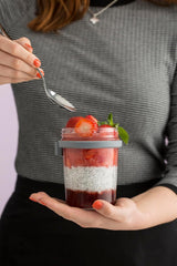 Kilner frukostburk med sked / 350 ml, Ø 9,5 cm / 5 st | takeaway müslikopp / giftfri / glasbehållare med lock för müsli, gröt och yoghurt / havrebehållare över natten Naty Shop Matförvaringslådor
