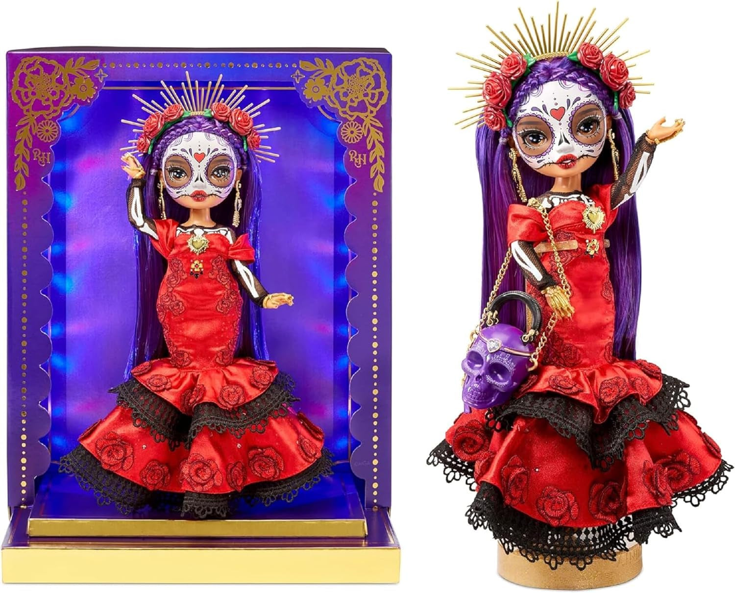 Rainbow High 2022 Día De Los Muertos Festive Edition - Maria Garcia - Samlardocka (28 cm) med ansiktsmålning och Calavera-väska - Lysande display och premiumtillbehör