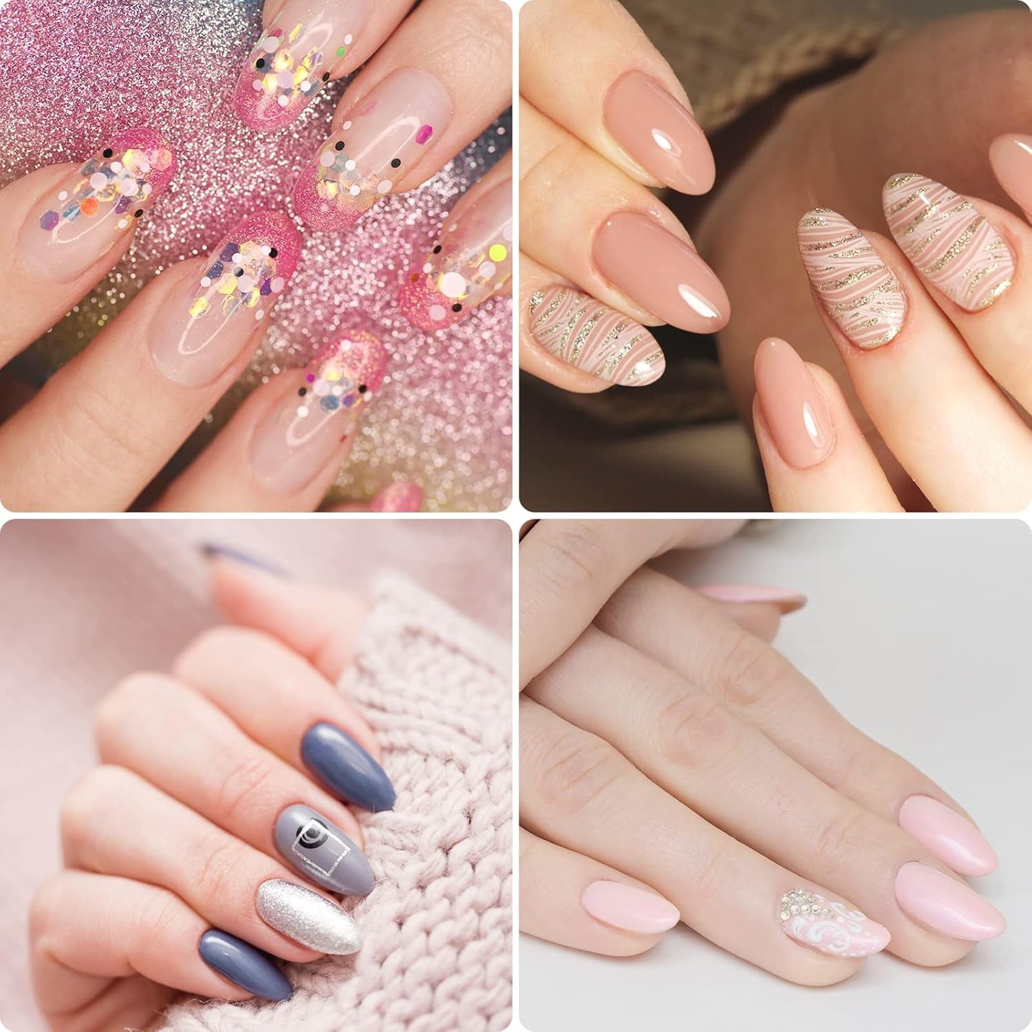 Typer av naglar, 500 st konstgjorda lösnagelspetsar i akryl med förvaringslåda för nagelsalonger och DIY-nagelkonst, 10 storlekar