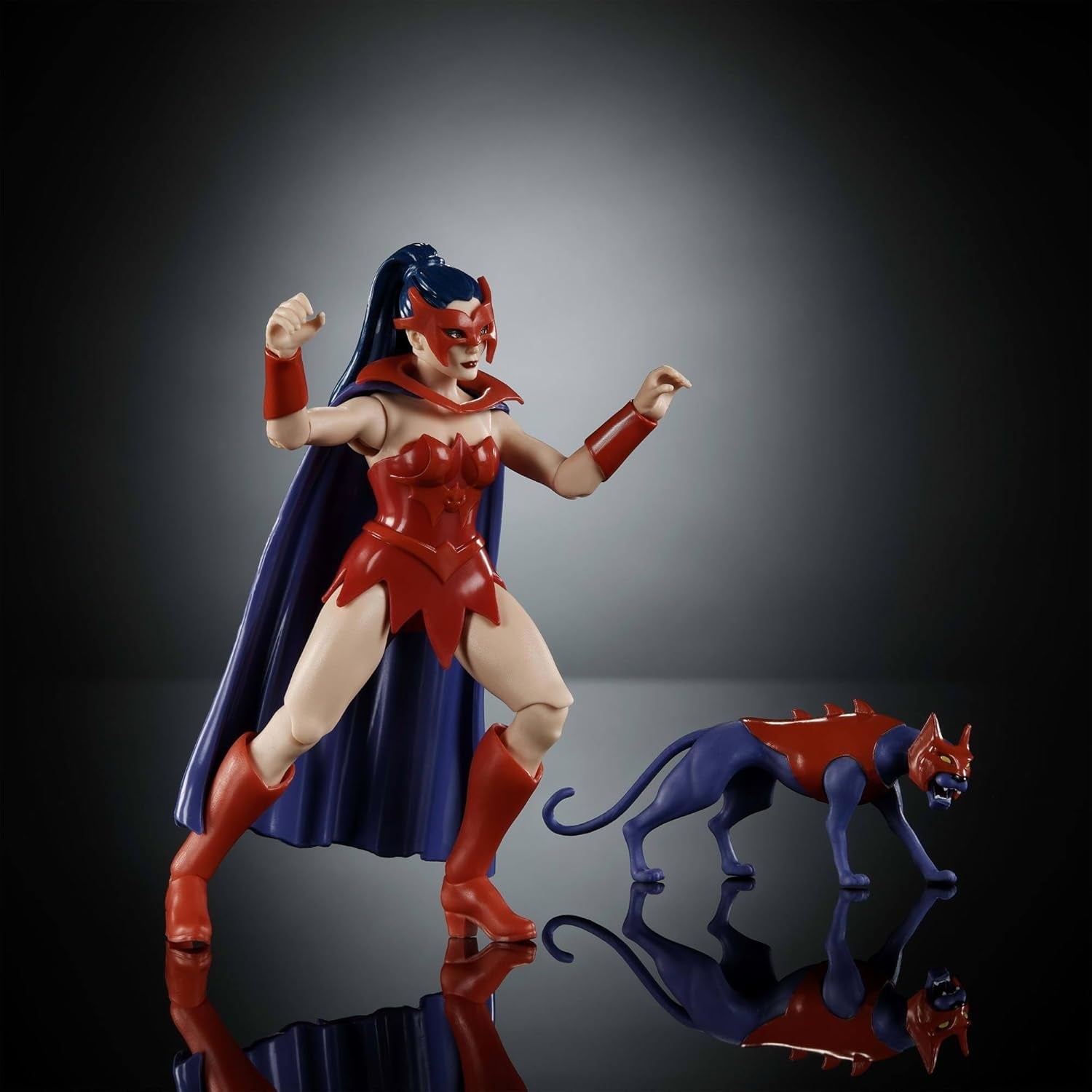 Masters of the Universe Origins Actionfigur Catra från Cartoon Collection, ca. 14 cm lång 1980-tals TV-serie Heroine Princess of Power Detaljerad design och katttillbehör JBM84 Actionfigurer Naty Shop