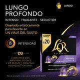 L'OR Espresso Koffiekoppar Lungo Profondo (200 Lungo Koffie Kapslar, Gesicht voor Nespresso* Koffiemaskiner, Intensitet 08/12, 100 % Arabica Koffie, UTZ Gecertificeerd), 10 x 20 koppar