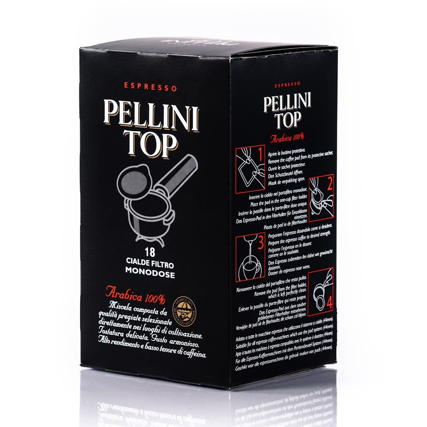 Pellini Caffè, Espresso Pellini Topp 100% Arabica - 6 förpackningar med 18 pads (6x126 g, totalt 108 pads)