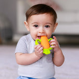 Infantino Lil' Nibbles, texturerad silikonbitring, BPA-fri babybitringleksak, mjuk, lätt att hålla, sensorisk stimulering för spädbarn, morot