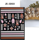 5 Blatt 3D Nagelsticker Weihnachten Nagelaufkleber 5D Stereoskopisk Selbstklebend Schneeflocke-Weihnachtswinterurlaub Nail Art Sticker Dekoration Nageldesign Zubehör