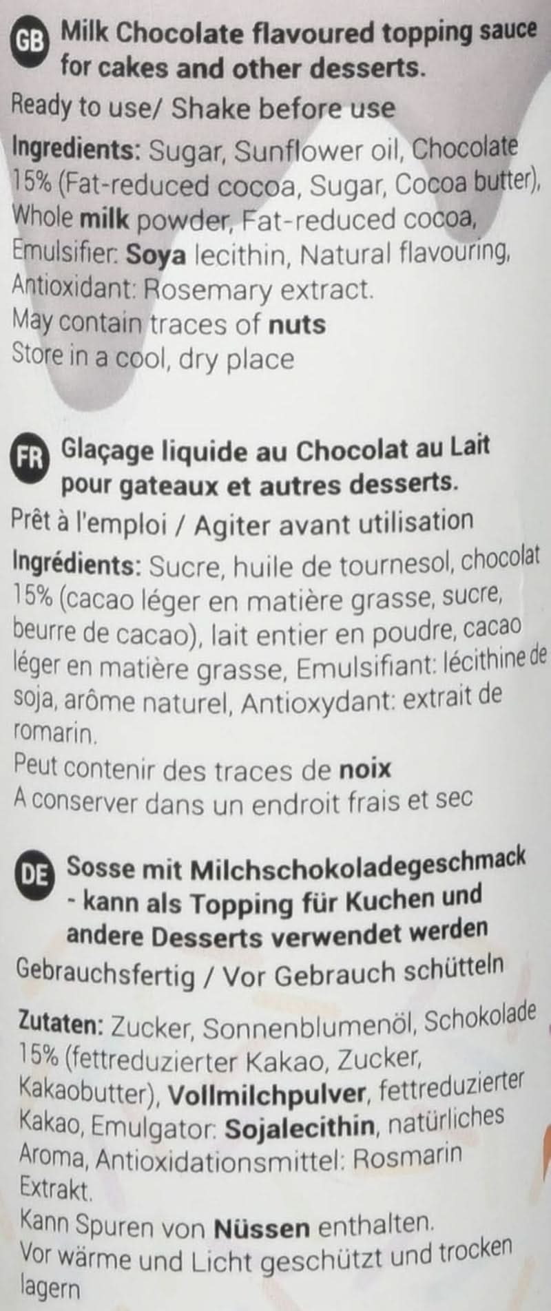 Sås med mjölkchokladsmak, 150 grams Glazes och Decor Naty Shop
