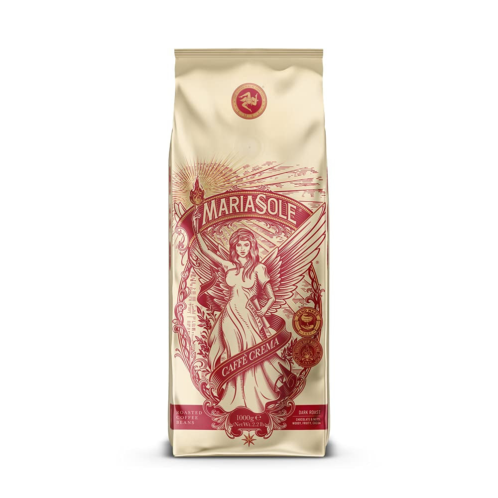 Caffè Crema 1kg – Traditionell Röstung i Sizilien über Holzfeuer In Handarbeit – Premium Kaffeebohnen für Vollaautomat und Siebträger