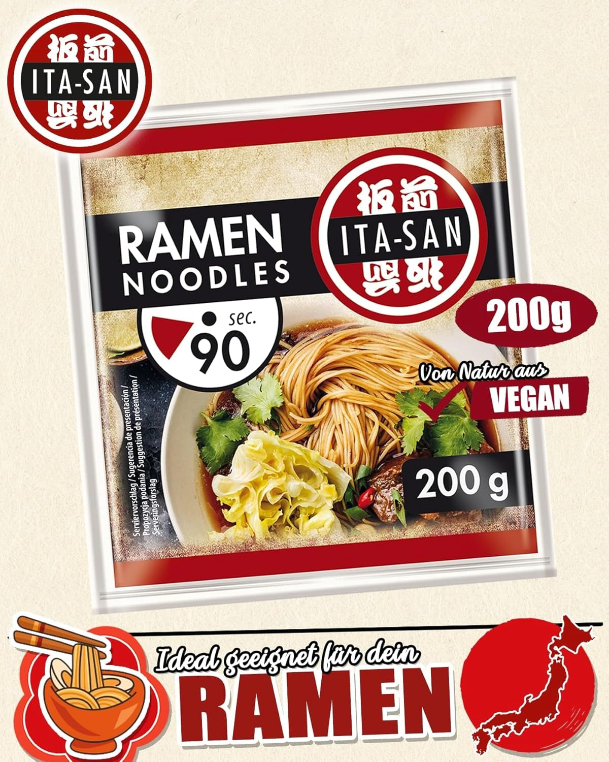 ITA-SAN Ramen nudlar, snabb och enkel tillagning, 30 x 200 g