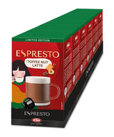 ESPRESTO Toffee Nut Latte, kompatibel med K-fee & ALDI EXPRESSI*, smaksatt mjölkkaffe, RFA-certifierad, 96 kapslar