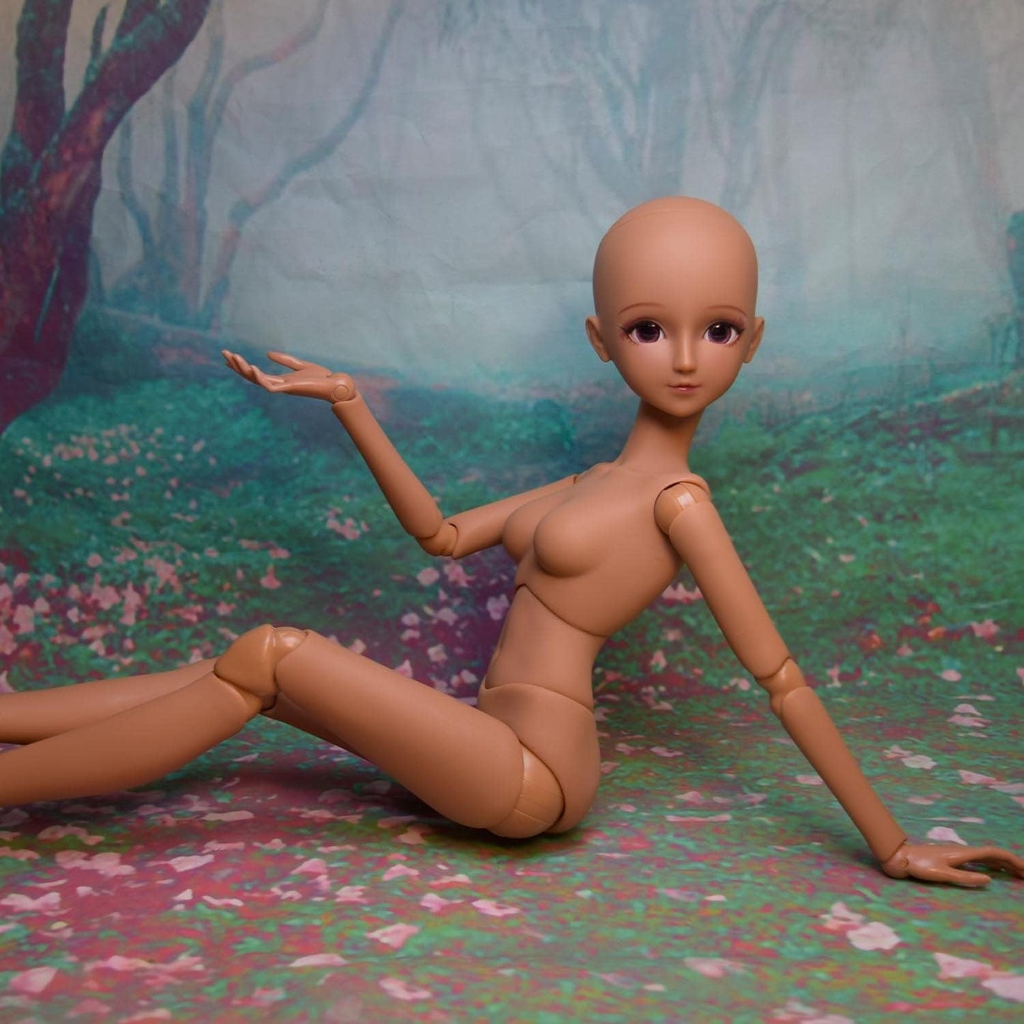 1/3 BJD docka svart brun hud docka kropp 60 cm 24 tum kulled SD dockor rörliga leder PVC DIY (Alexia)