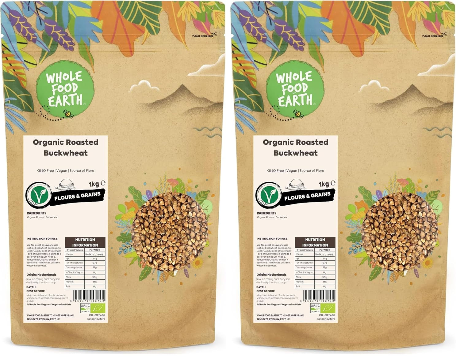 Wholefood Jord ekologiskt rostat bovete, 1 kg