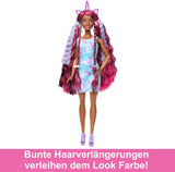 Barbie Doll Roligt Snyggt hår med extra långt färgglatt svart hår och gnistrande rosa klänning 10 frisyrer och modeaccessoarer JDC86
