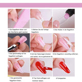120 dubbla nagelformar, nagelförlängningsmallar med rosa dubbelsidig borste, nagelspetsklämma, tåavskiljare och nagelfil för polygelnaglar