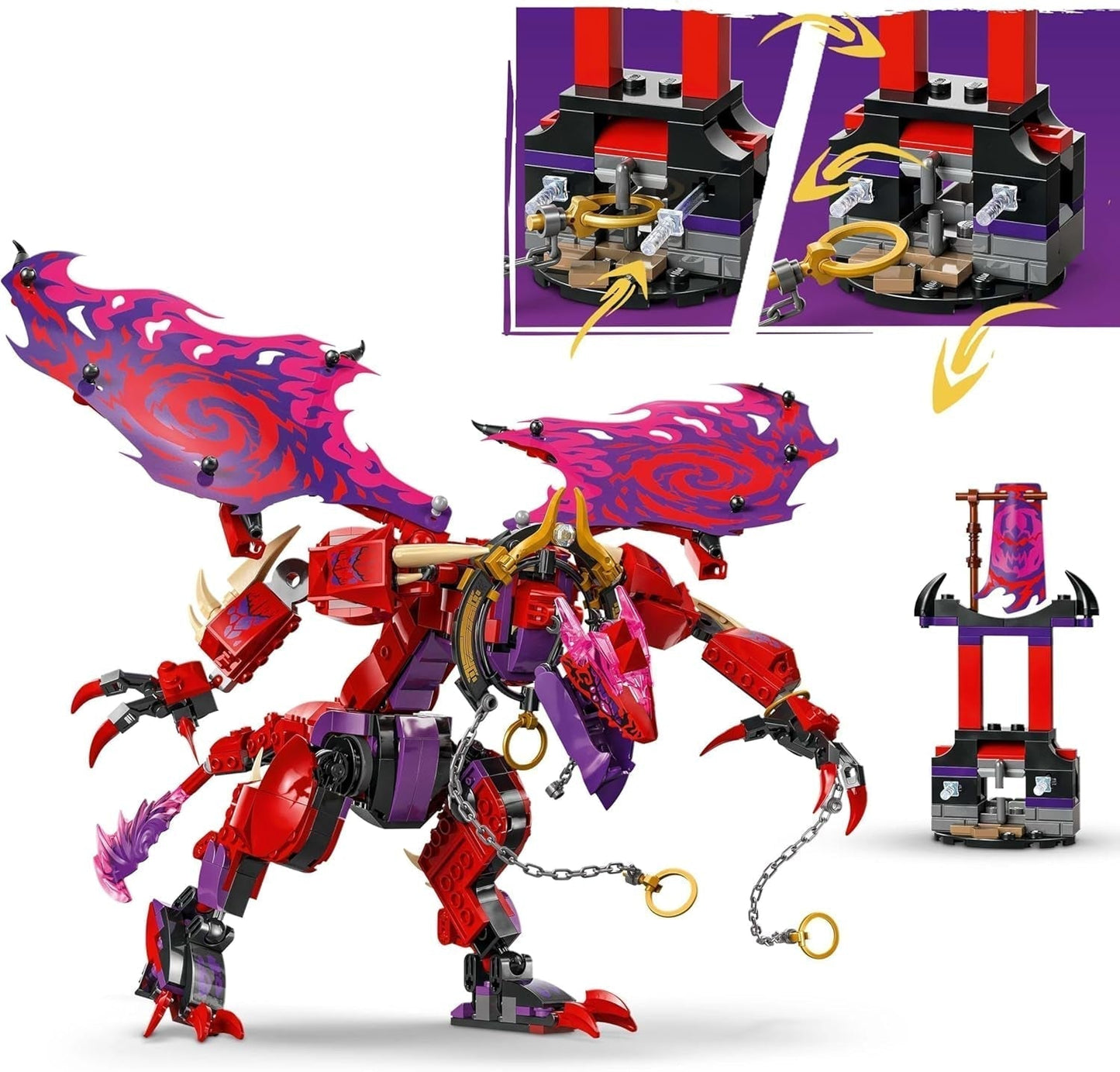 LEGO NINJAGO Chaos Dragon Thundertooth - Leksak med 6 Ninja-minifigurer - Rollspelande byggset för pojkar och flickor i åldern 8+ - Presenter till Rise of the Dragons TV-seriefans 71832 Byggset Beuche den LEGO-Store