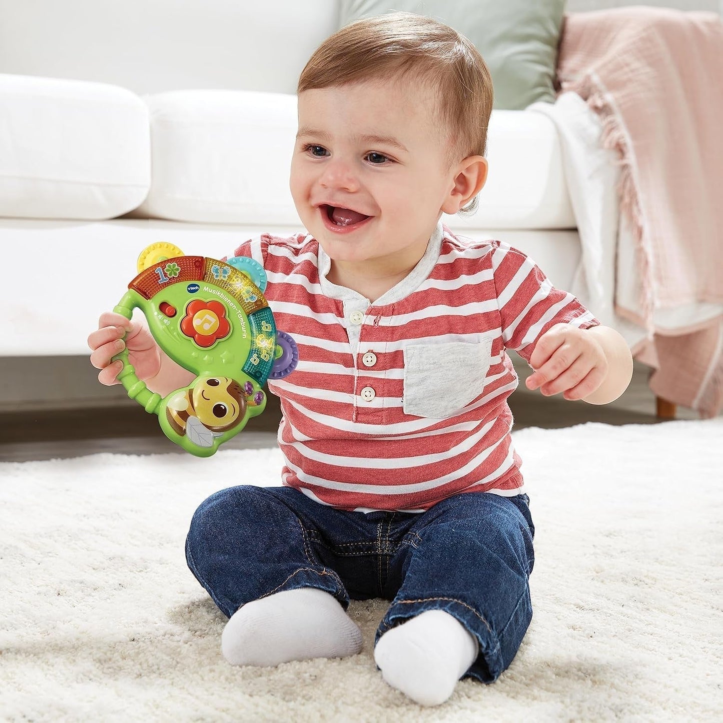 Vtech Baby Musical Bee Tambourine - Musikalisk leksak med siffror, roliga ljud, meningar och sånger - För barn i åldern 3-36 månader Baby Toys Naty Shop