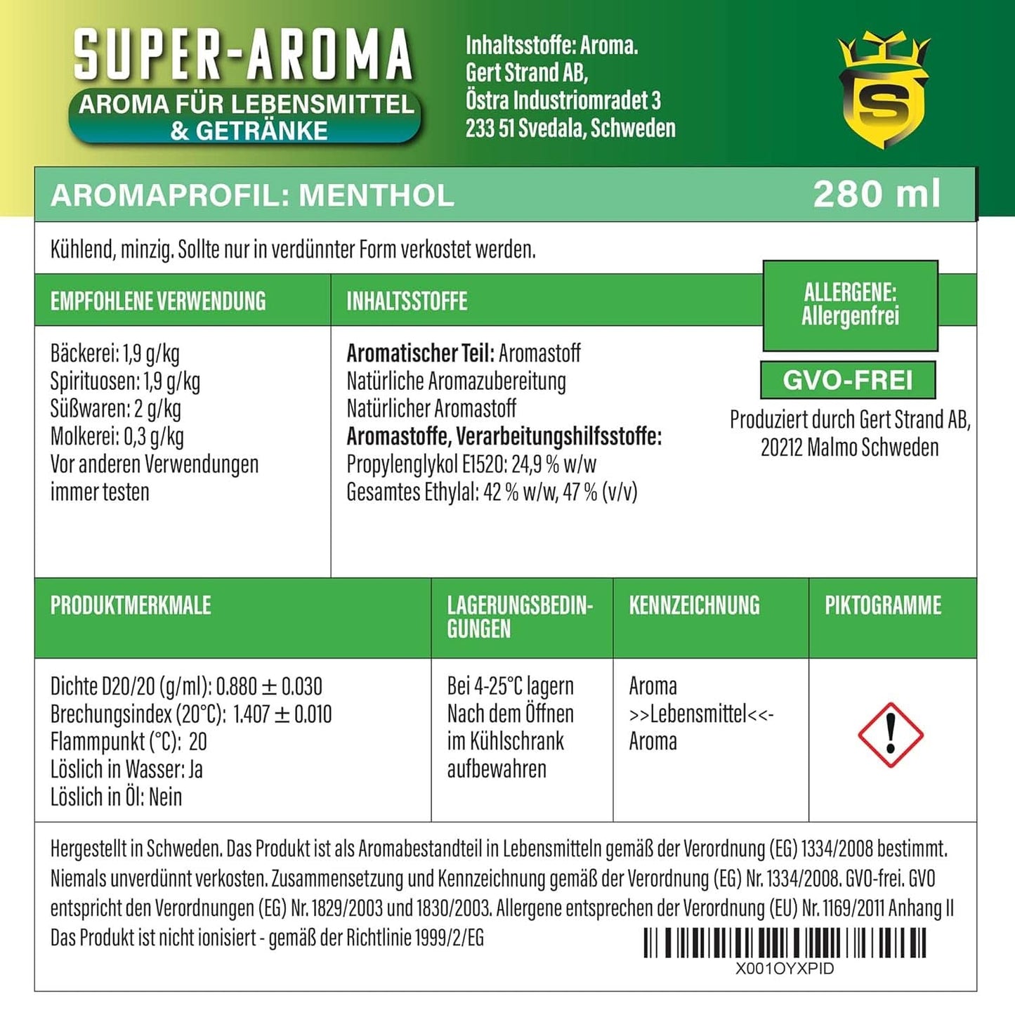 Mentolkoncentrat 280 ml Arome Naty Shop