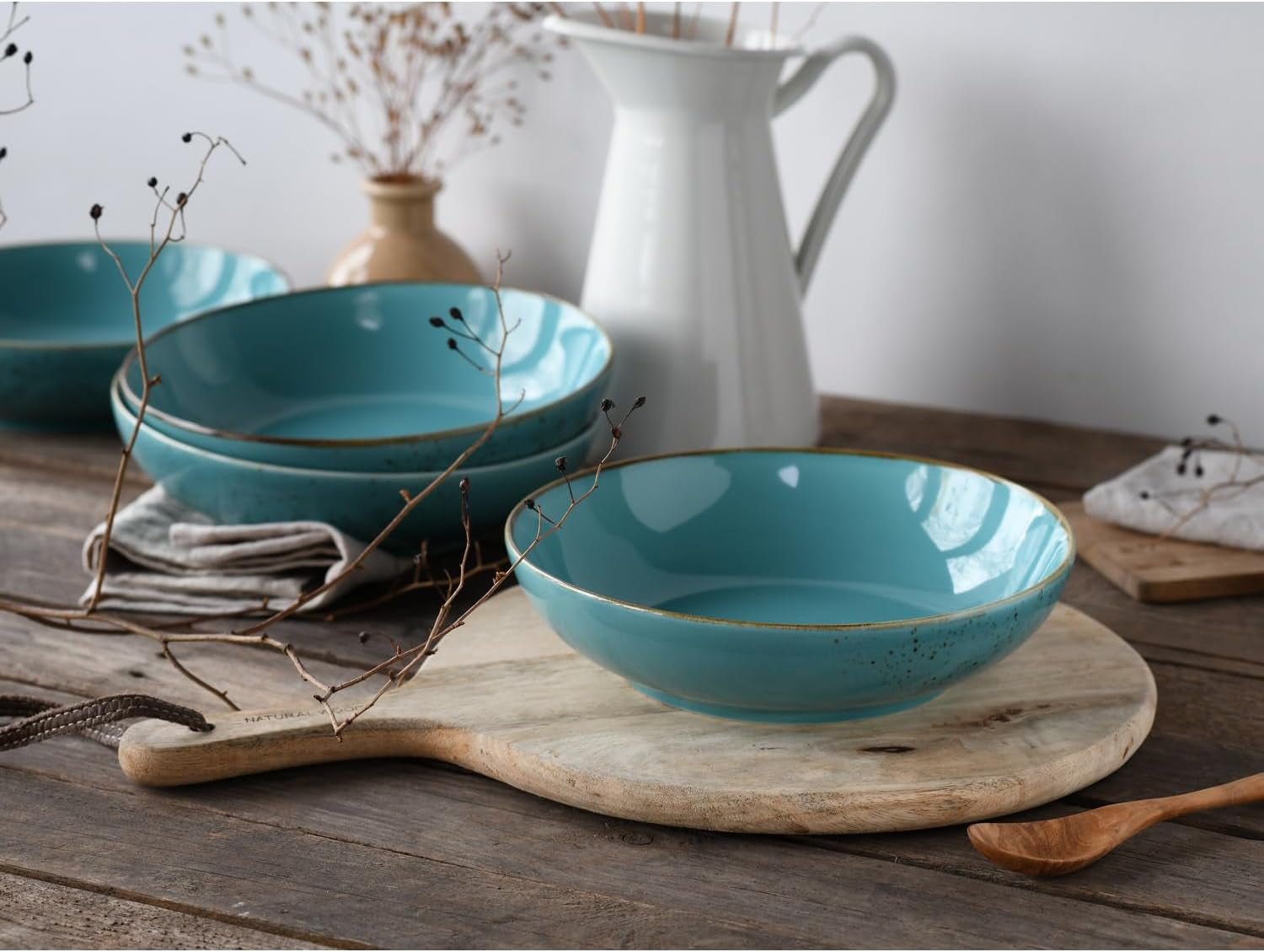 Creatable, 21683, Serie Nature Collection Water, 4-teiliges Geschirrset für 4 Personen, Poke Bowl aus Steinzeug, spülmaschinen- och mikrowellengeeignet, Qualitätsproduktion