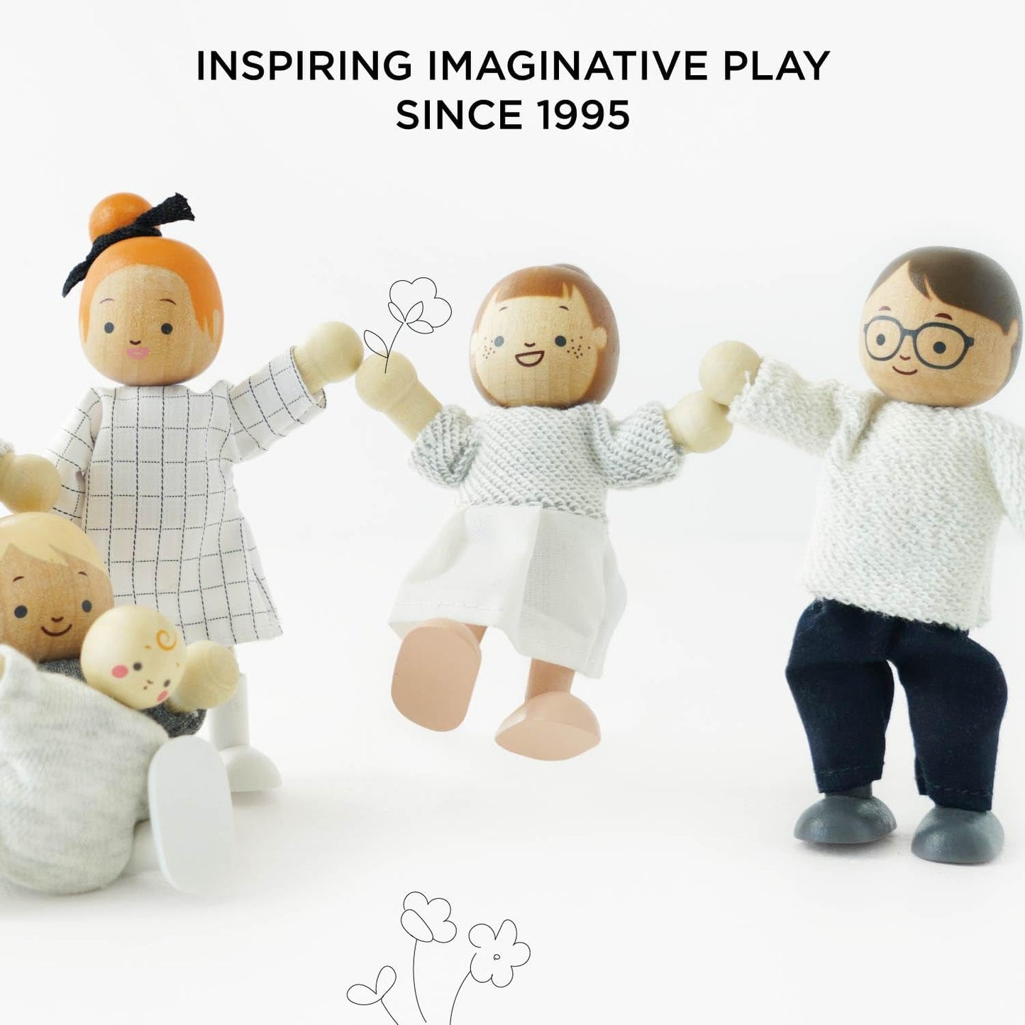 – My Doll Family Wooden Dollhouse Playset | Daisylane Dollhouse Tillbehörsset för flickor - Lämplig för åldrarna 3+ P053