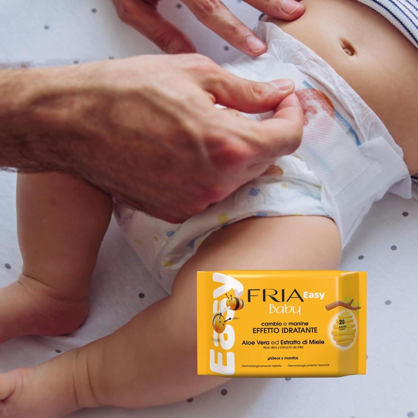 Enkla våtservetter för baby med aloe vera och honungsextrakt Hudfuktande, dermatologiskt testad, paket med 20 våtservetter