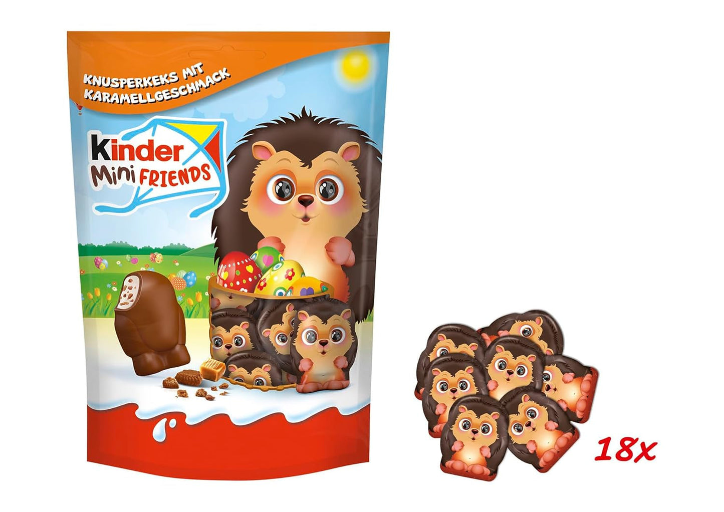Kinder Mini Friends Krisiga kex med kolasmak 122g – Mjölkchoklad med kex och mjölkfyllning – Påskfigurer – Påskchoklad och godis – Påskpresent