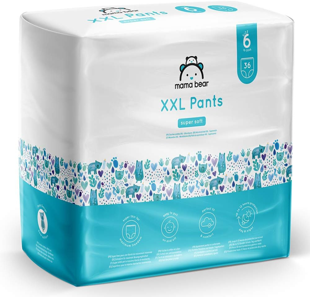 Amazon-märke: Mama Bear Pull-Up XXL-blöjor, storlek 6 (18-30 kg), 72 stycken (2 förpackningar om 36)