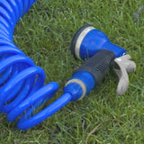 TATAY spiralslangset 10 m med plasttillbehör med UV-skydd, perfekt för terrasser och små trädgårdar.