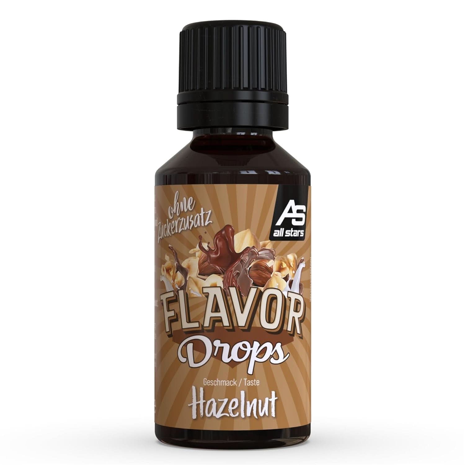 ALL STARS Flavor Drops, Smaksatta droppar utan tillsatt socker och utan kalorier - Sötma och smak för mat, 30 ml Sötningsmedel Naty Shop Hasselnöt 30 ml