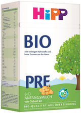 HiPP PRE ekologisk barnmjölk (4 x 600g), från födseln, innehåller endast laktos som kolhydrat, av bästa ekologiska kvalitet