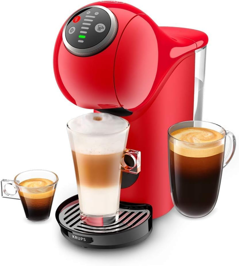 NESCAFÉ DOLCE GUSTO Krups KP3405 Genio S Plus Kapselmaskin | Espresso Boost, 15 bars pumptryck | 0,8 L vattentank | 1500 Watt | Färg Röd med Latte Macchiato