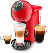 Krups KP3405 NESCAFÉ Dolce Gusto Genio S Plus Kapselmaskin, Espresso Boost, temperaturval, varma och kalla drycker, 15 bars pumptryck, 0,8 l vattentank, 1 500 watt, färg röd med Café au Lait