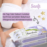 Millis Bamboo Baby Sensitive våtservetter för ömtålig babyhud - 5 x 60 stycken - Naturlig, skonsam och hållbar rengöring - Biologiskt nedbrytbara babyservetter, plastfria och alkoholfria